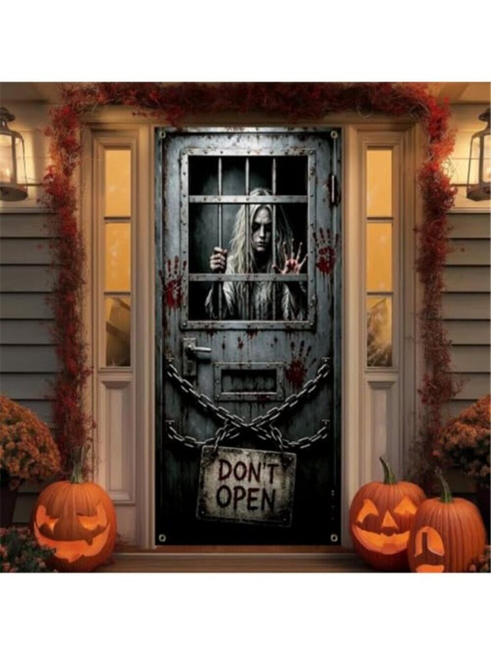 Halloween Door Cover, Scary Halloween Front Door Cover for Decorations